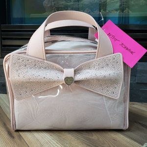 Betsy Johnson 2 pc Rhinestone Bow Cosmetic Bags